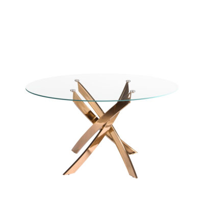 (Español) Mesa comedor redonda cristal templado y acero rosa dining table - Angel Cerdá