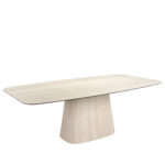 Oval barrel dining table in porcelain marble
