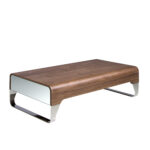 Walnut wood and chrome steel coffee table