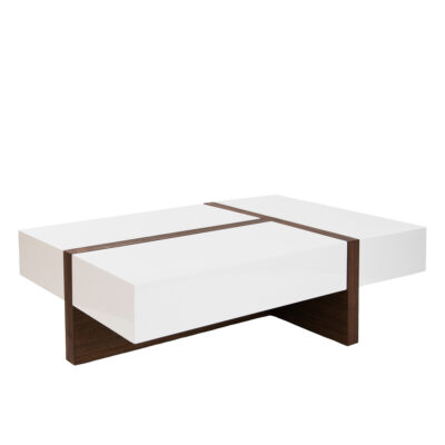 Mesa centro rectangular madera blanco y nogal coffee table-Angel Cerda