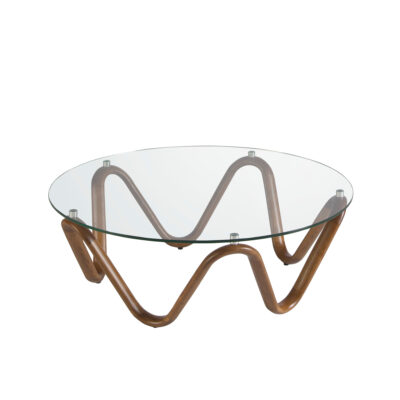 (Español) Mesa centro redonda cristal templado y nogal coffee table-Angel Cerda