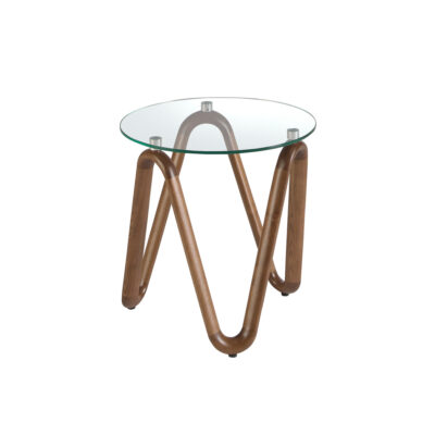 (Español) Mesa rincón redonda cristal templado y nogal corner table-Angel Cerda