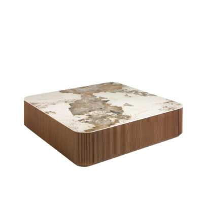 Mesa centro cuadrada mármol porcelánico y nogal Coffee table - Angel Cerda