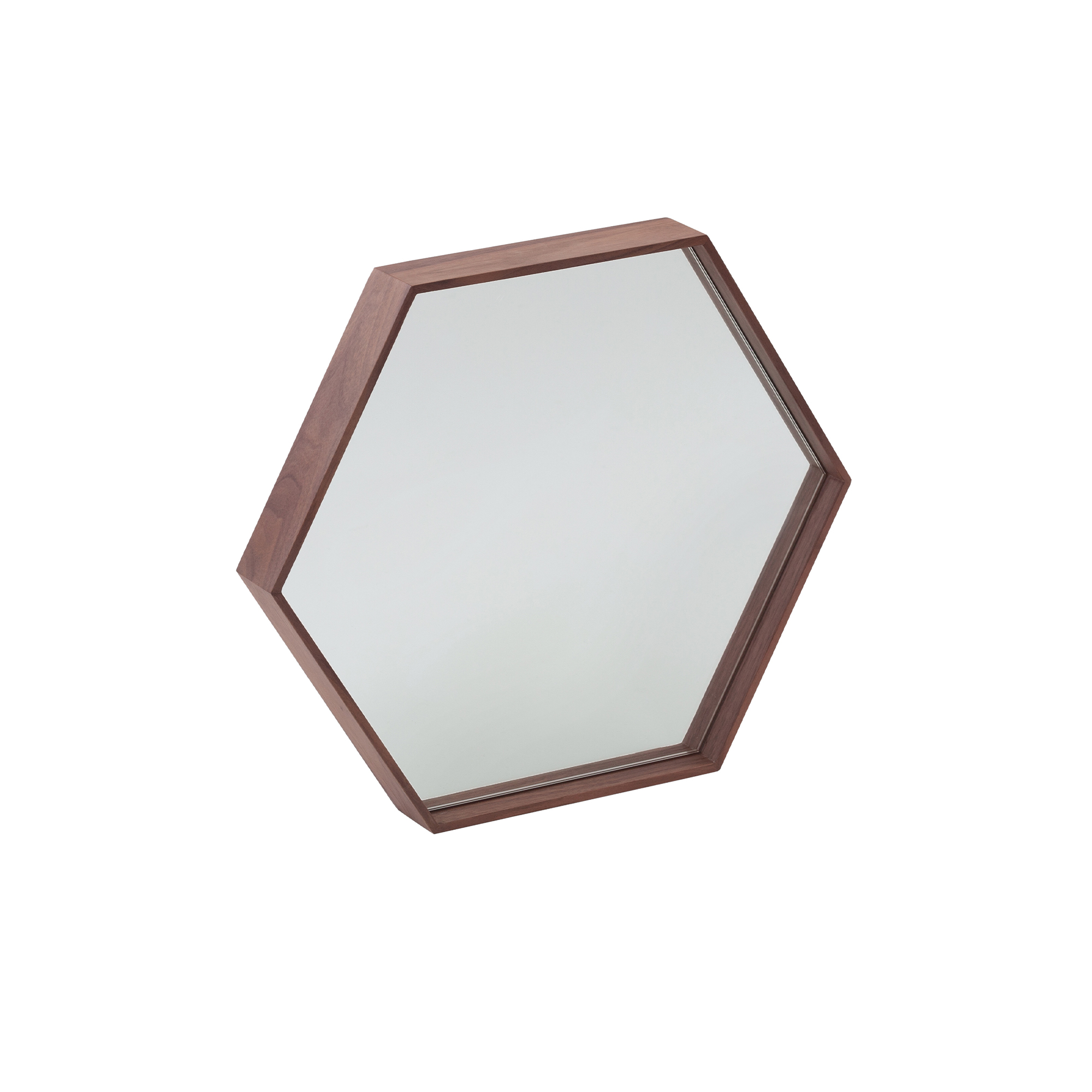 Miroir mural hexagonale noyer