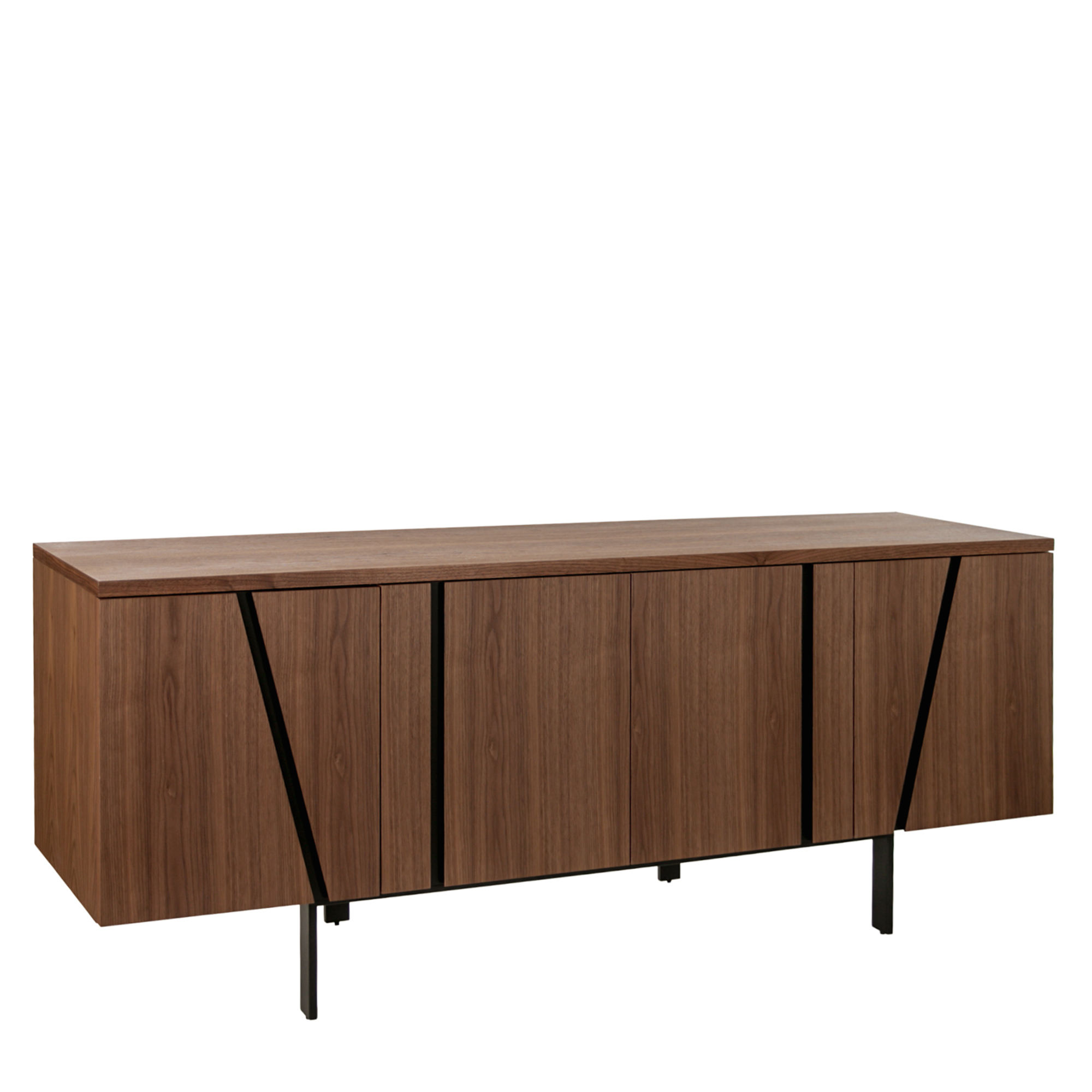 Credenza in legno di noce e acciaio nero