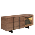 Walnut wood sideboard with interior led lighting