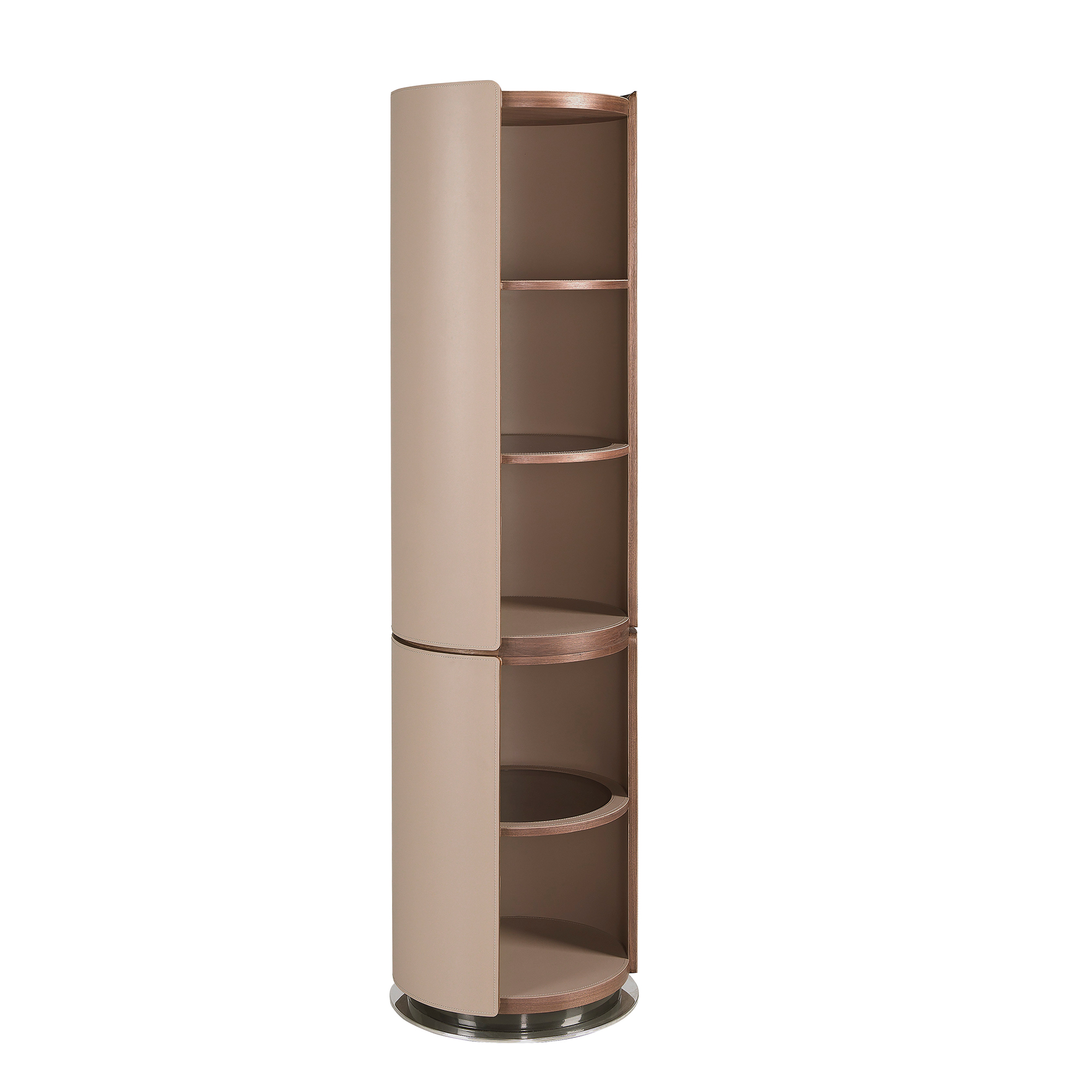 Étagère noyer et similicuir taupe Étagère noyer et similicuir taupe