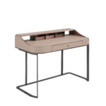 Coiffeuse en similicuir, noyer et acier gris