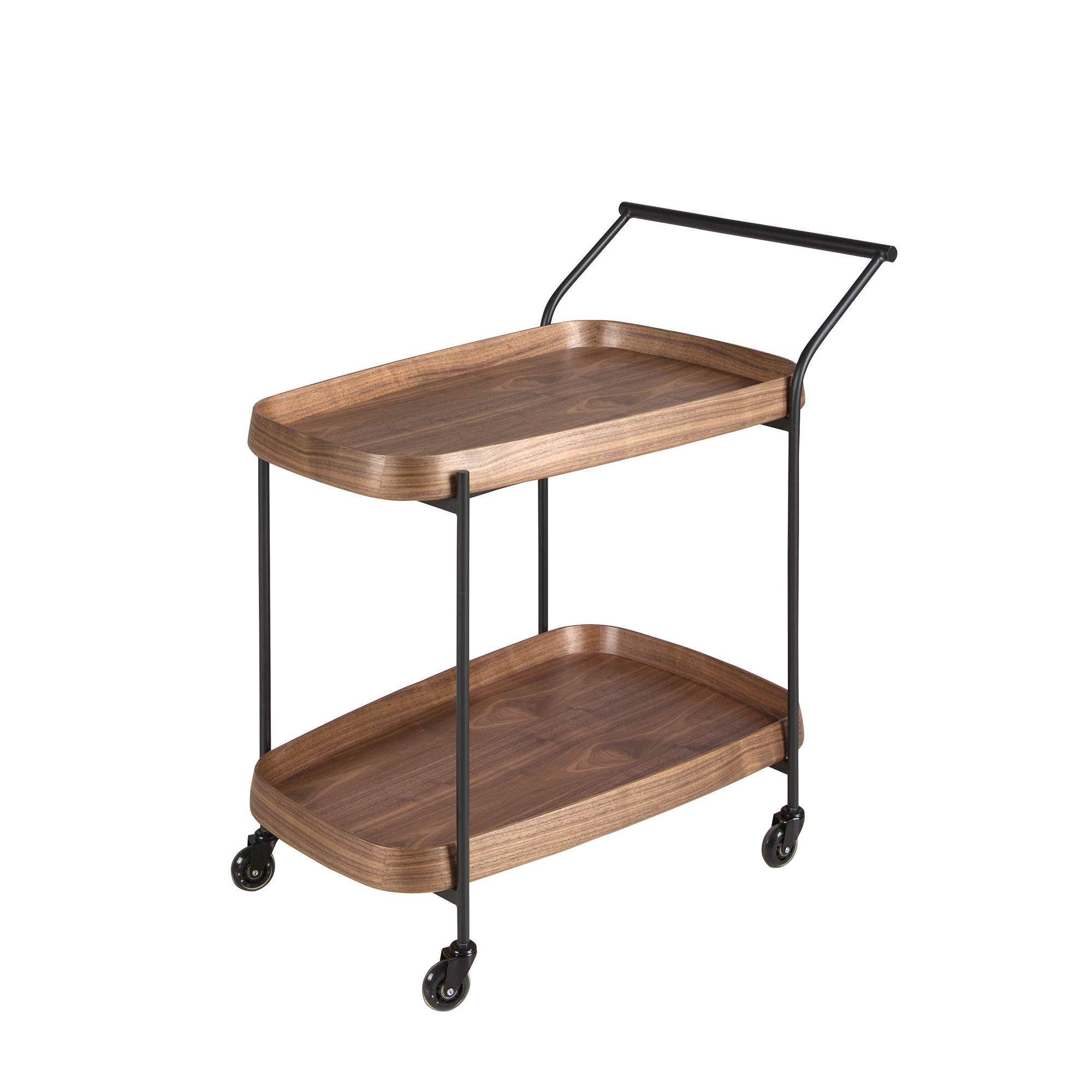 Desserte minibar en noyer et acier noir