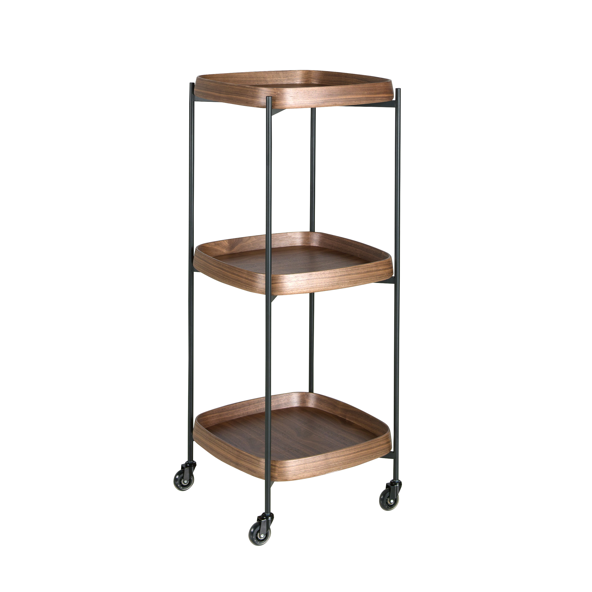 Desserte minibar en noyer et acier noir