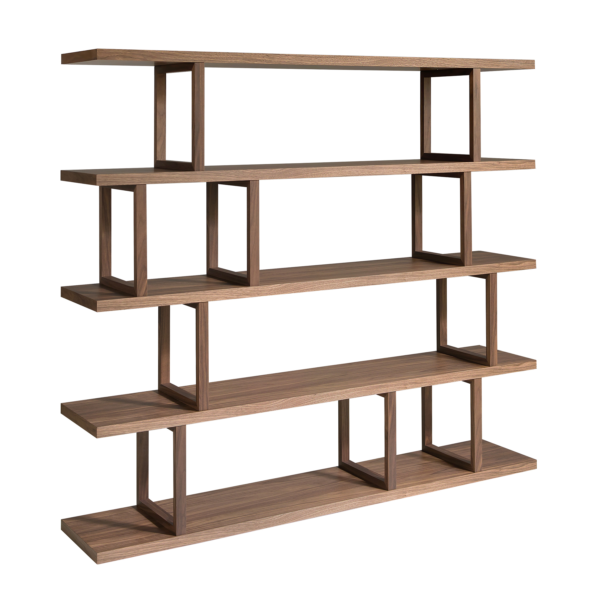 Rectangular walnut shelving unit