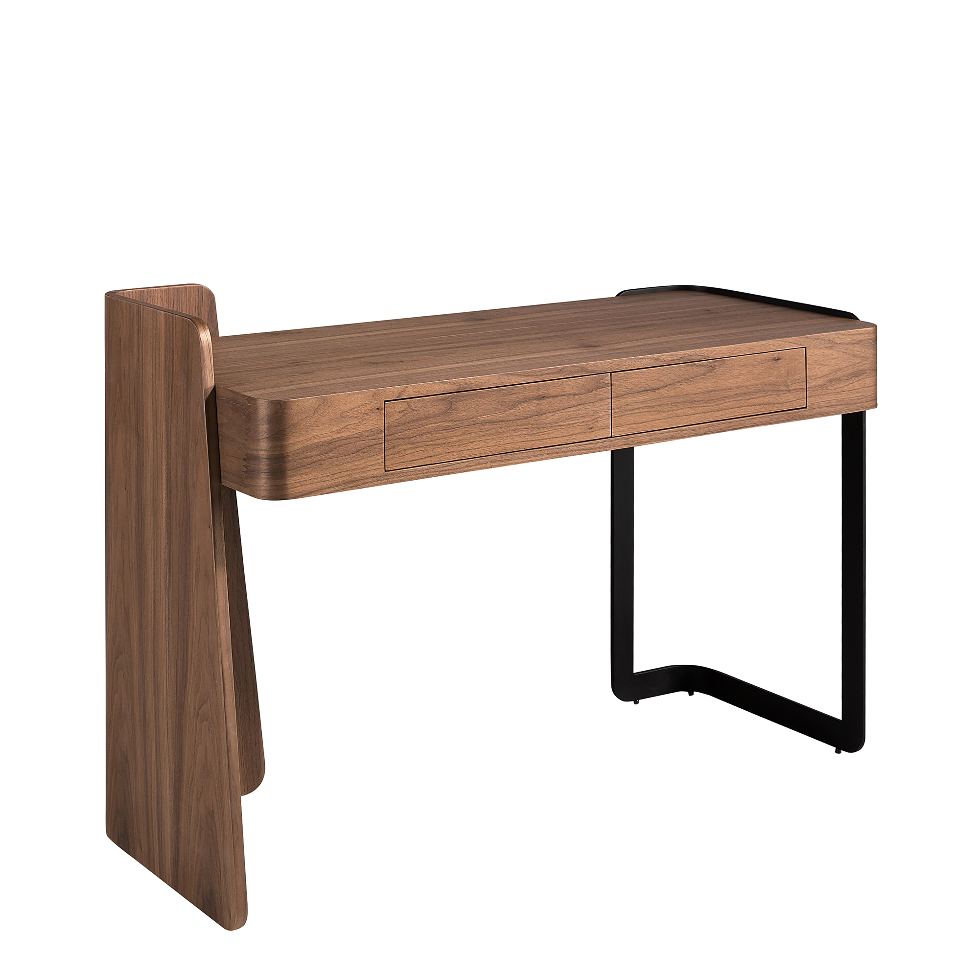 Desk in walnut and black epoxy steel