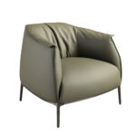 Olive green leather armchair