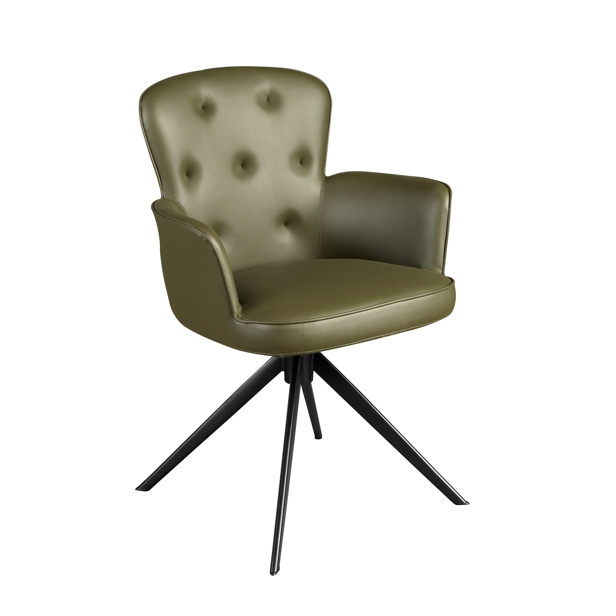 Chaise pivotante en simili-cuir vert foncé