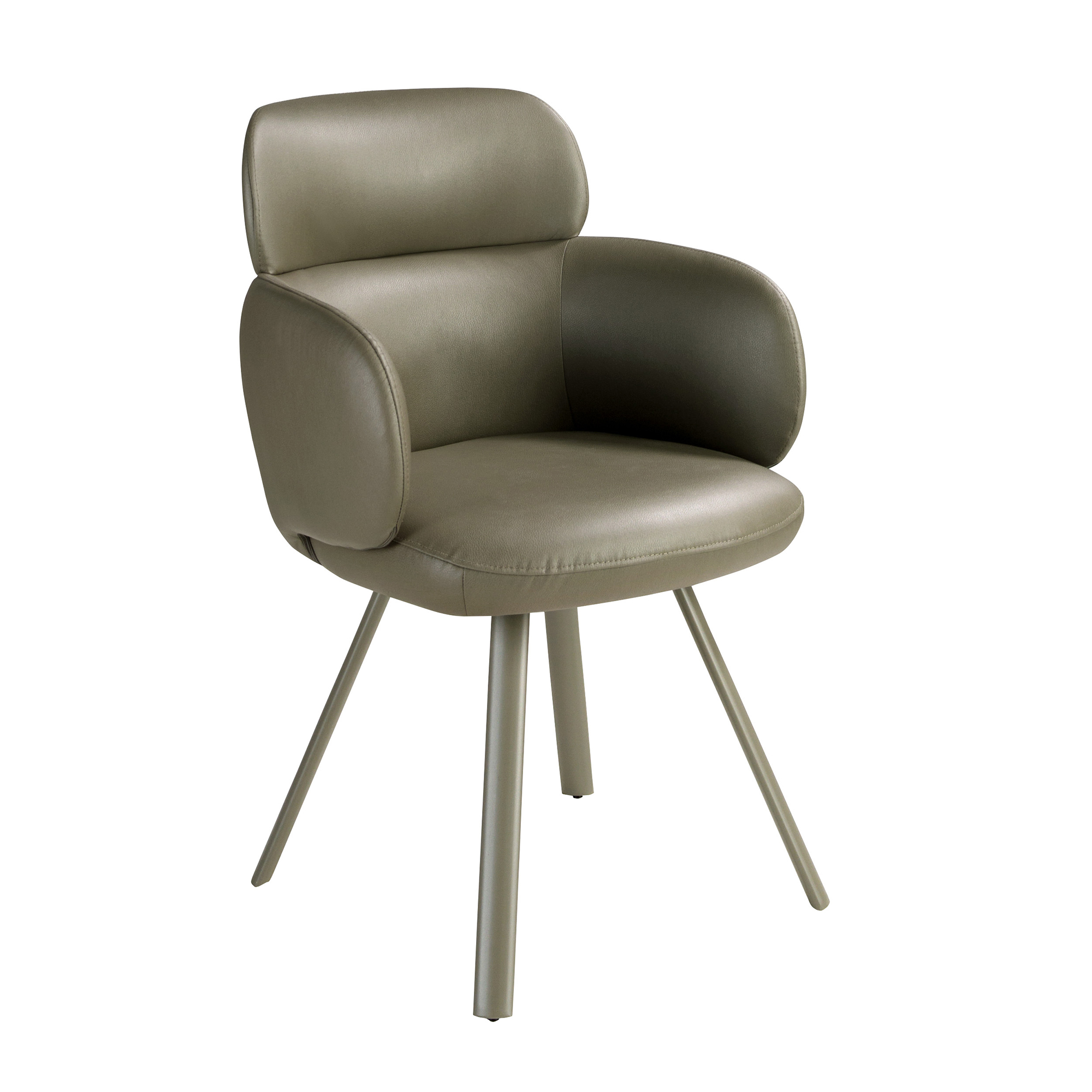 Вращающийся стул из экокожи оливково-зелёного цвета