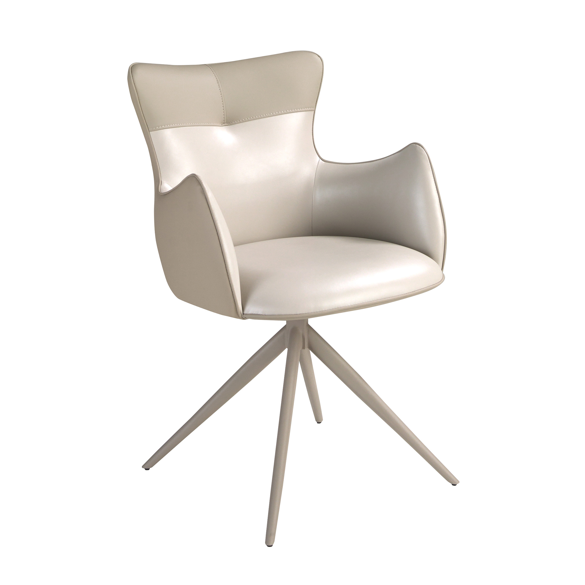 Вращающийся стул из экокожи молочно-белого и грейдж цвета