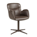 Swivel chair in chocolate brown leatherette