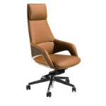 Sedia girevole da ufficio in similpelle marrone