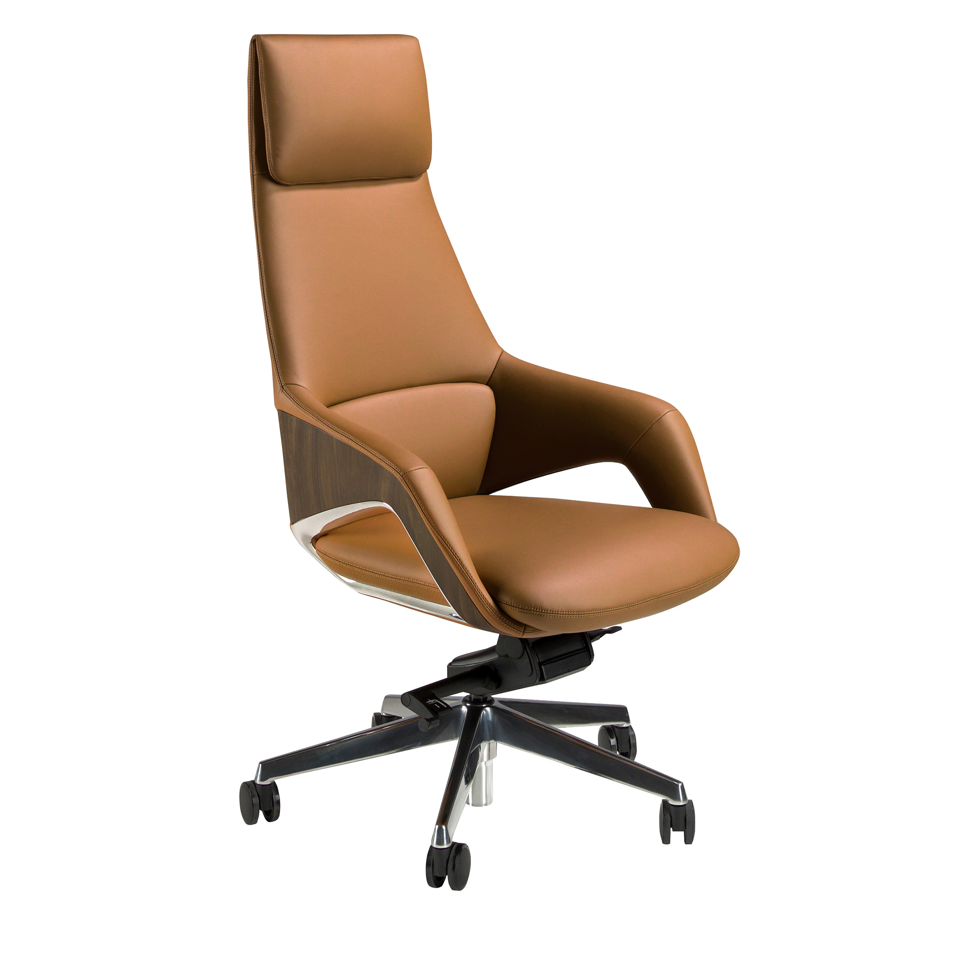 Офисное кресло-вращалка из коричневой кожзаменителя Офисное кресло-вращалка из коричневой кожзаменителя