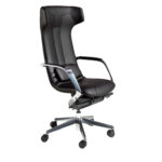 Sedia girevole da ufficio in similpelle nera