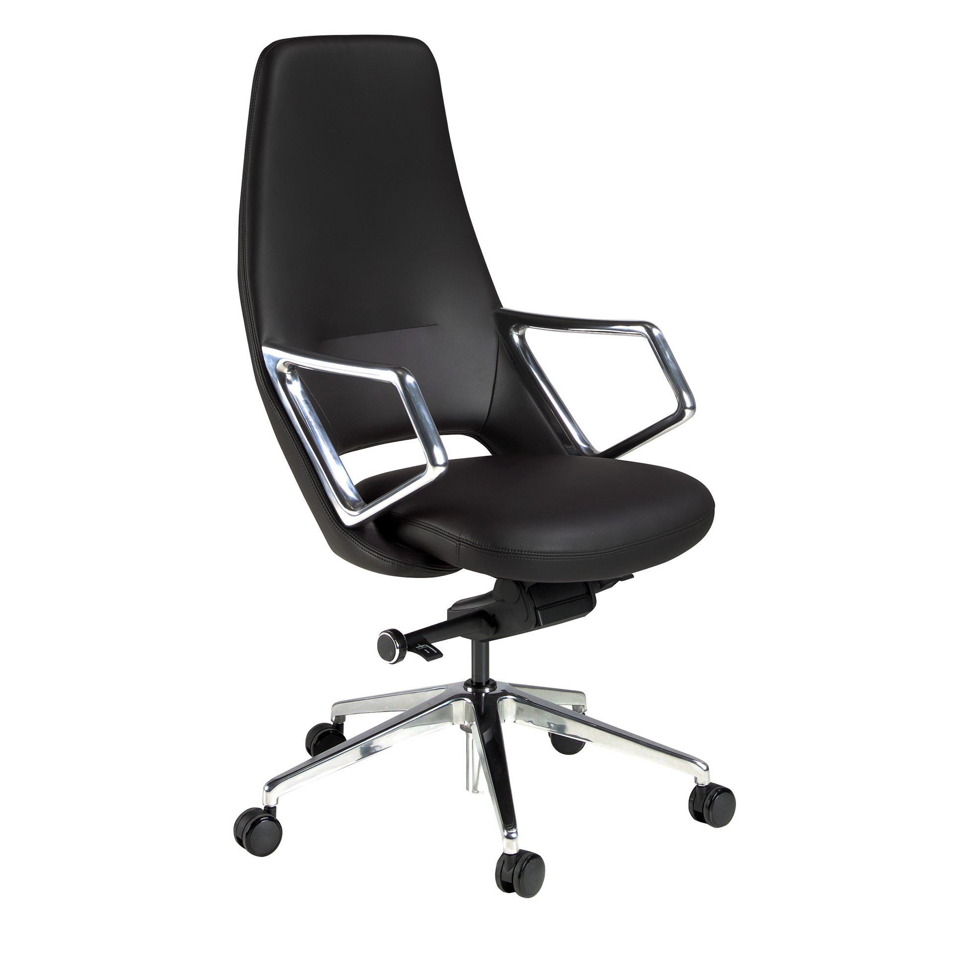 Черное вращающееся офисное кресло из кожзама