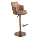 Вращающийся табурет из коричневой ткани с мраморным узором и коричневой искусственной кожи