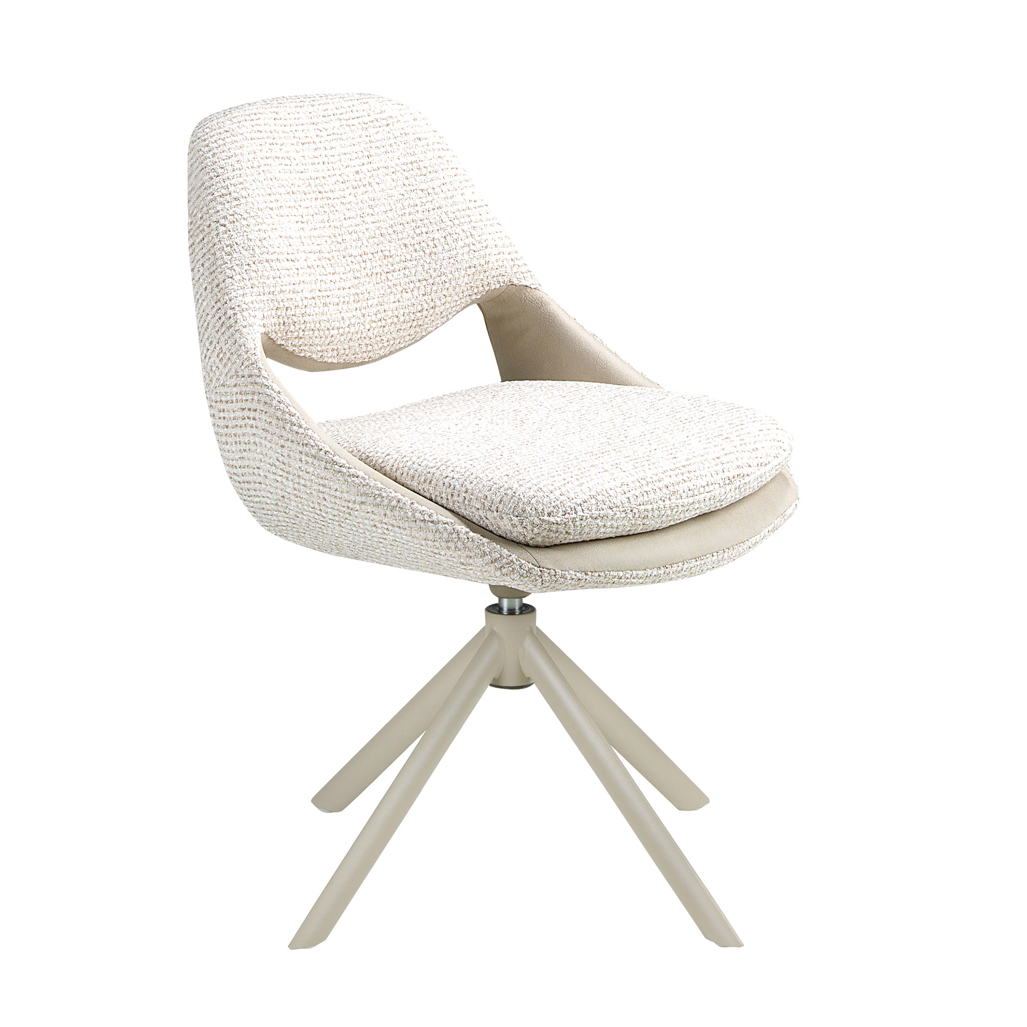 Silla giratoria tela blanco roto y crema