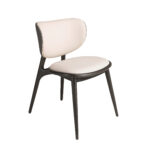 Stuhl aus Kunstleder in Creme und Dunkelgrau