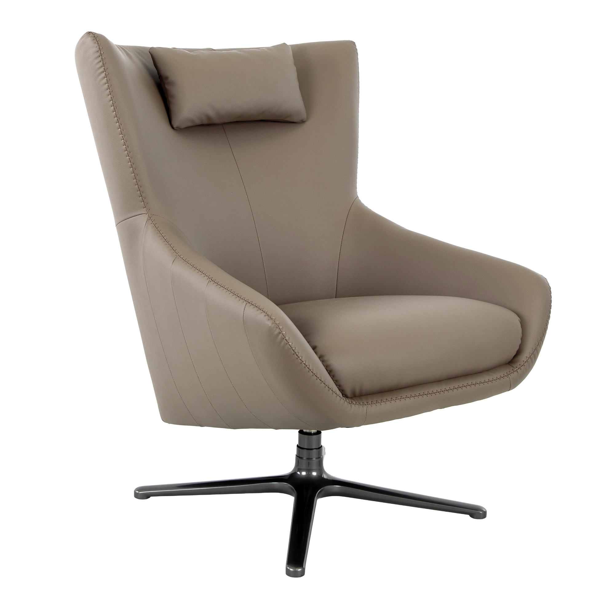 Swivel armchair with leatherette upholstered cushion Swivel armchair with leatherette upholstered cushion