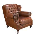 Cognac brown leather Chester armchair