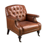 Poltrona Chester in pelle marrone cognac