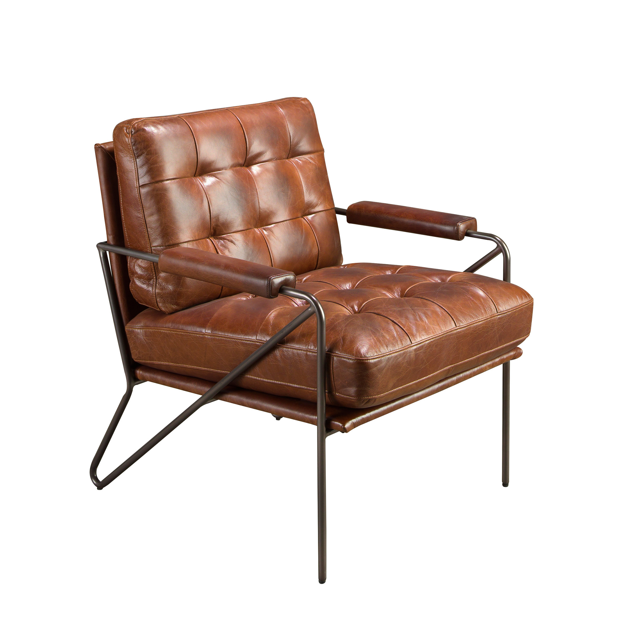 Poltrona in pelle marrone cognac