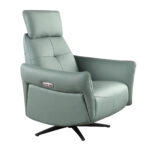 Sillón relax giratorio piel verde turquesa
