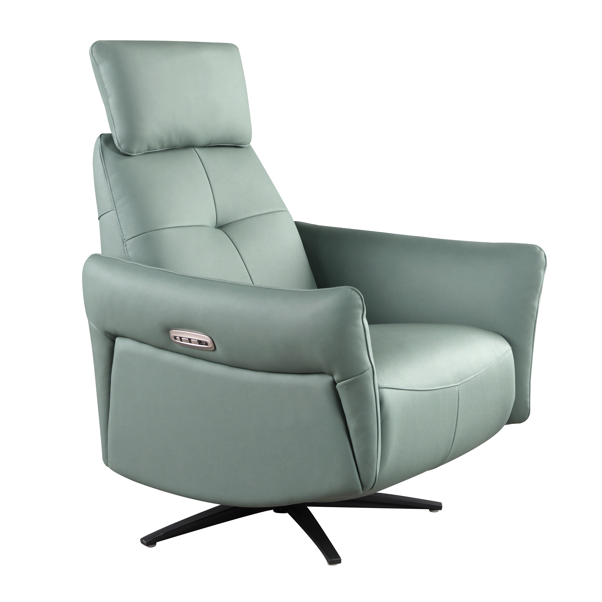 Sillón relax giratorio piel verde turquesa
