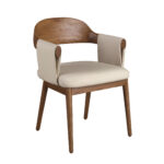 Walnut and cream leatherette chair