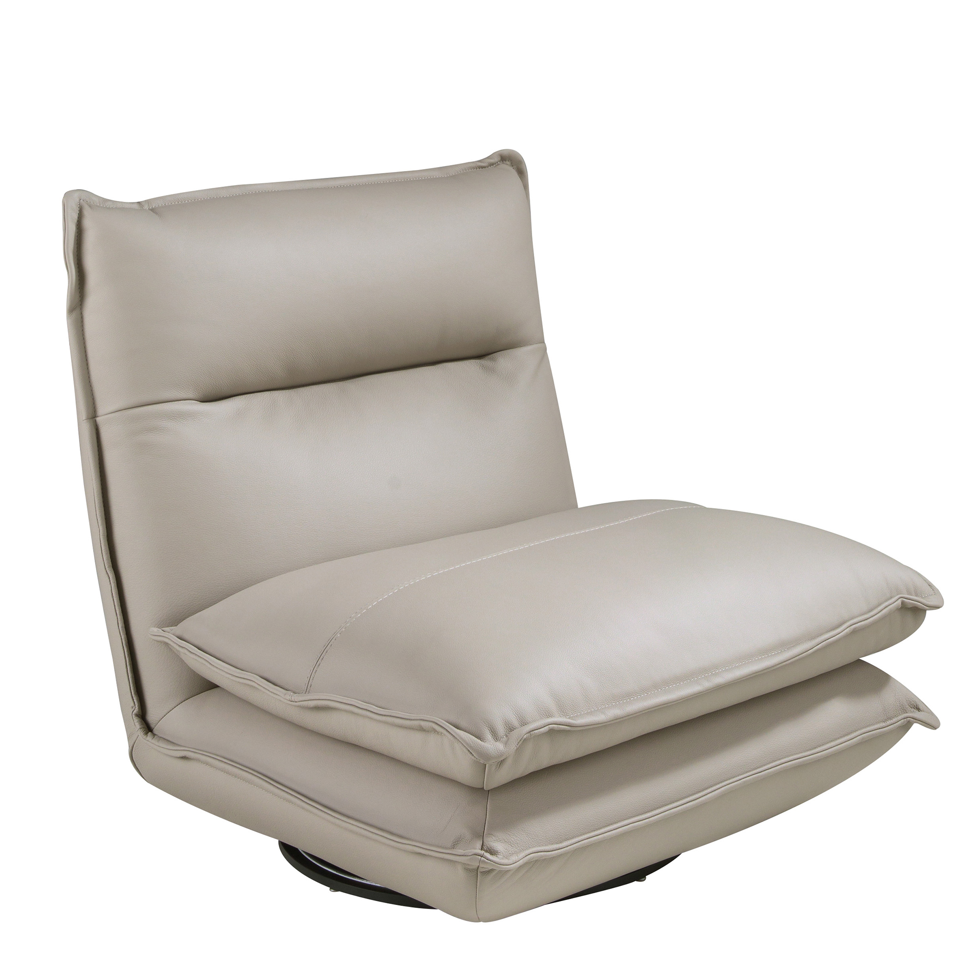 Fauteuil pivotant en cuir gris taupe Fauteuil pivotant en cuir gris taupe