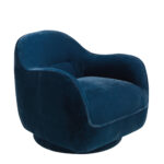 Fauteuil pivotant en velours bleu foncé