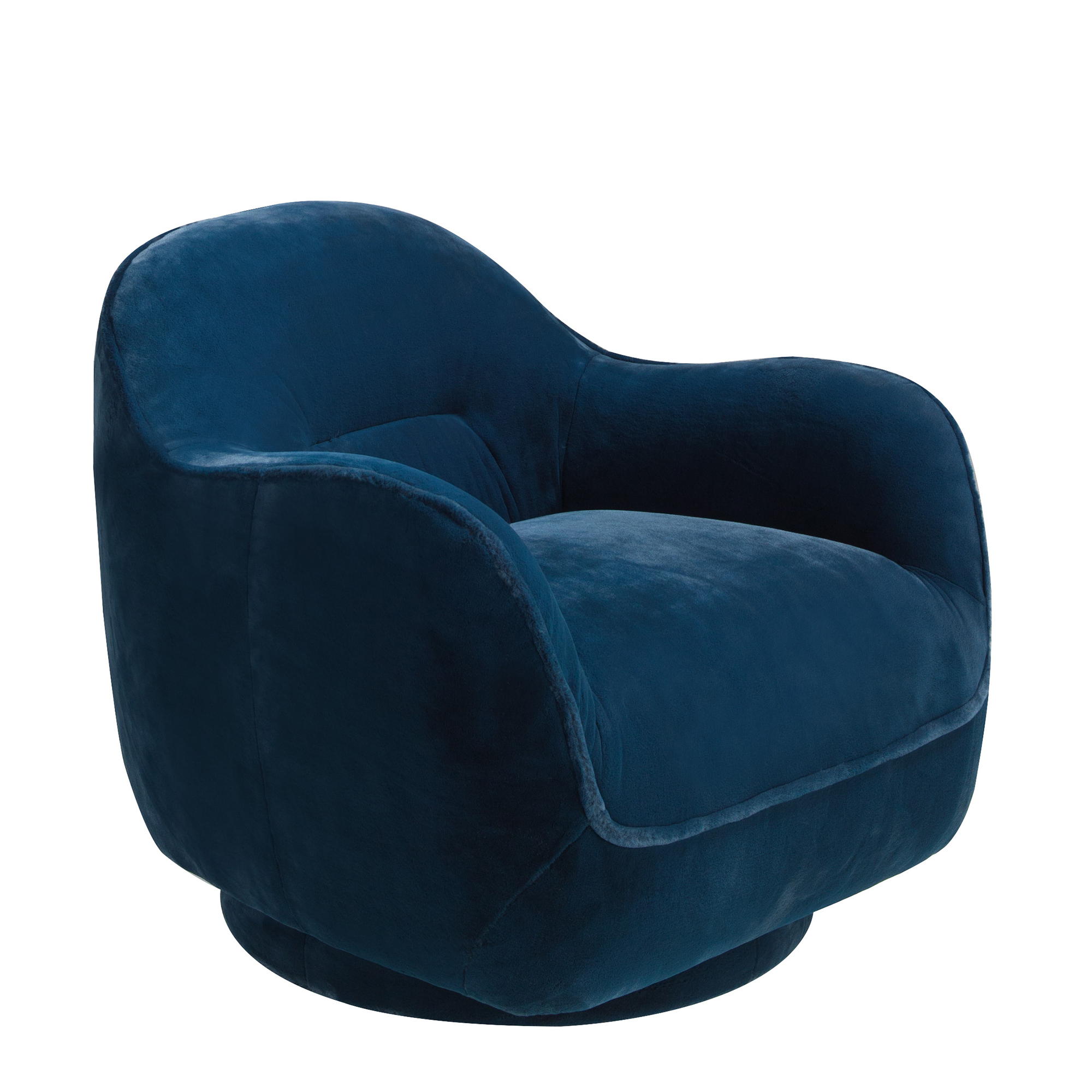 Fauteuil pivotant en velours bleu foncé Fauteuil pivotant en velours bleu foncé