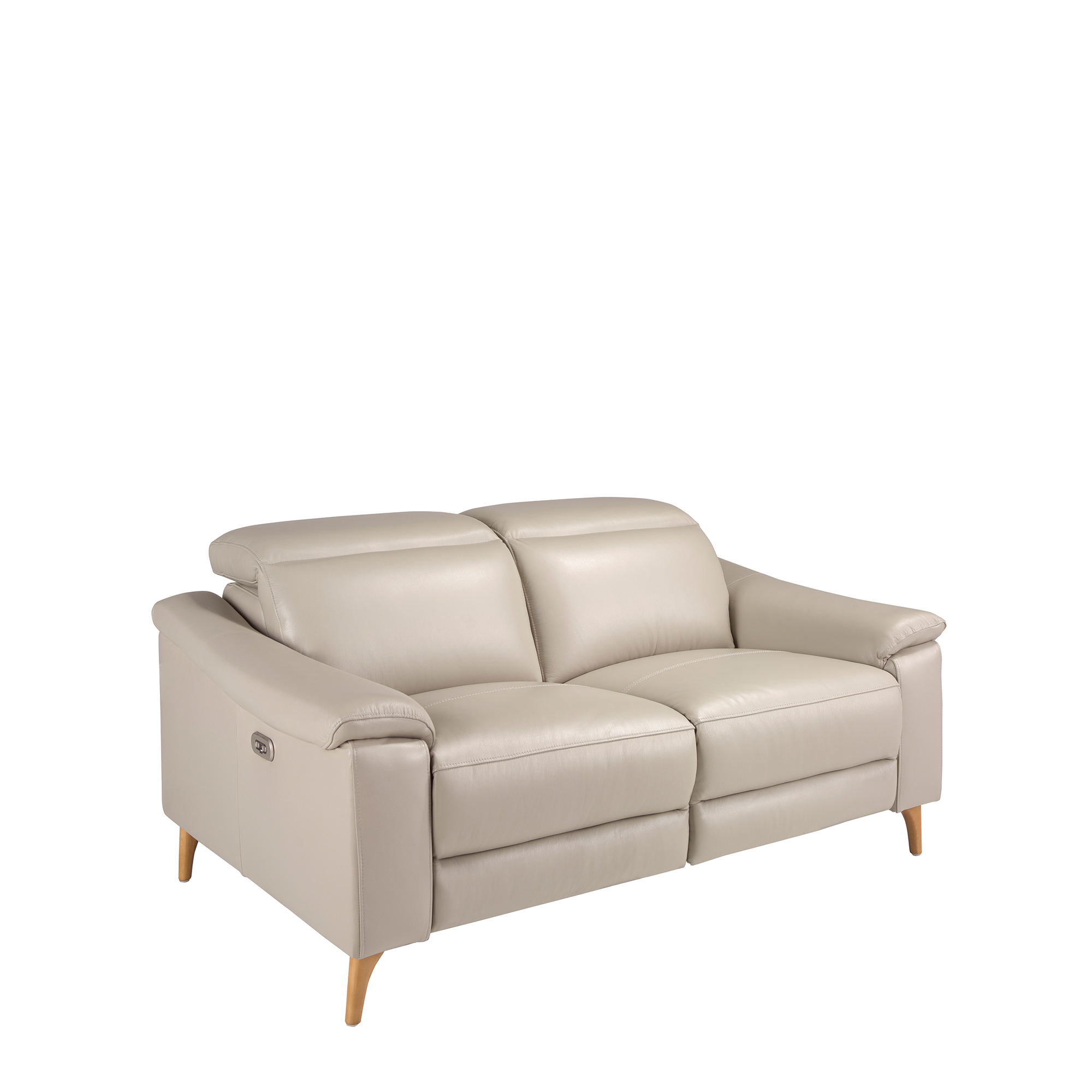 Canapé relax 2 places en cuir gris taupe