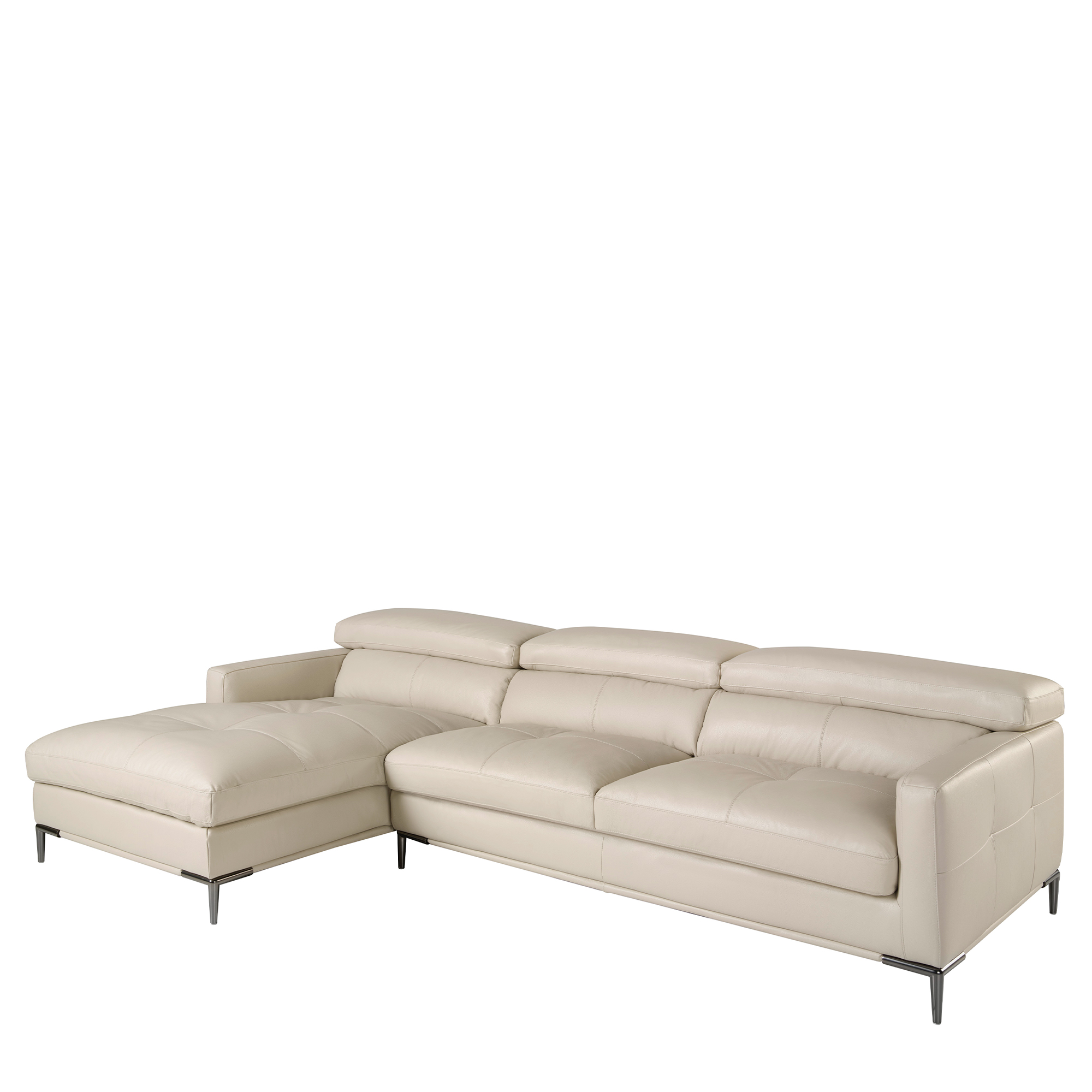 Divano chaise longue sinistro in pelle sabbia