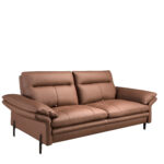 Brown leather 3-seater sofa
