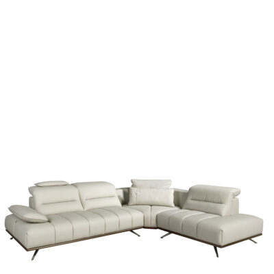 Sofá chaise longue derecha piel gris claro sofa - Angel Cerdá