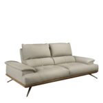 Grey taupe leather 3-seater sofa