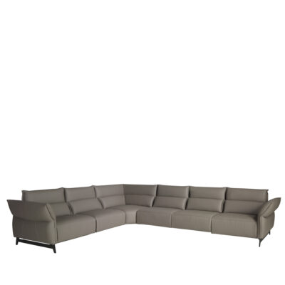 (Español) Sofá rinconera relax modular piel gris oscuro sofa - Angel Cerdá