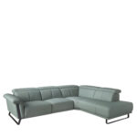 Sofá chaise longue relax derecha piel verde turquesa