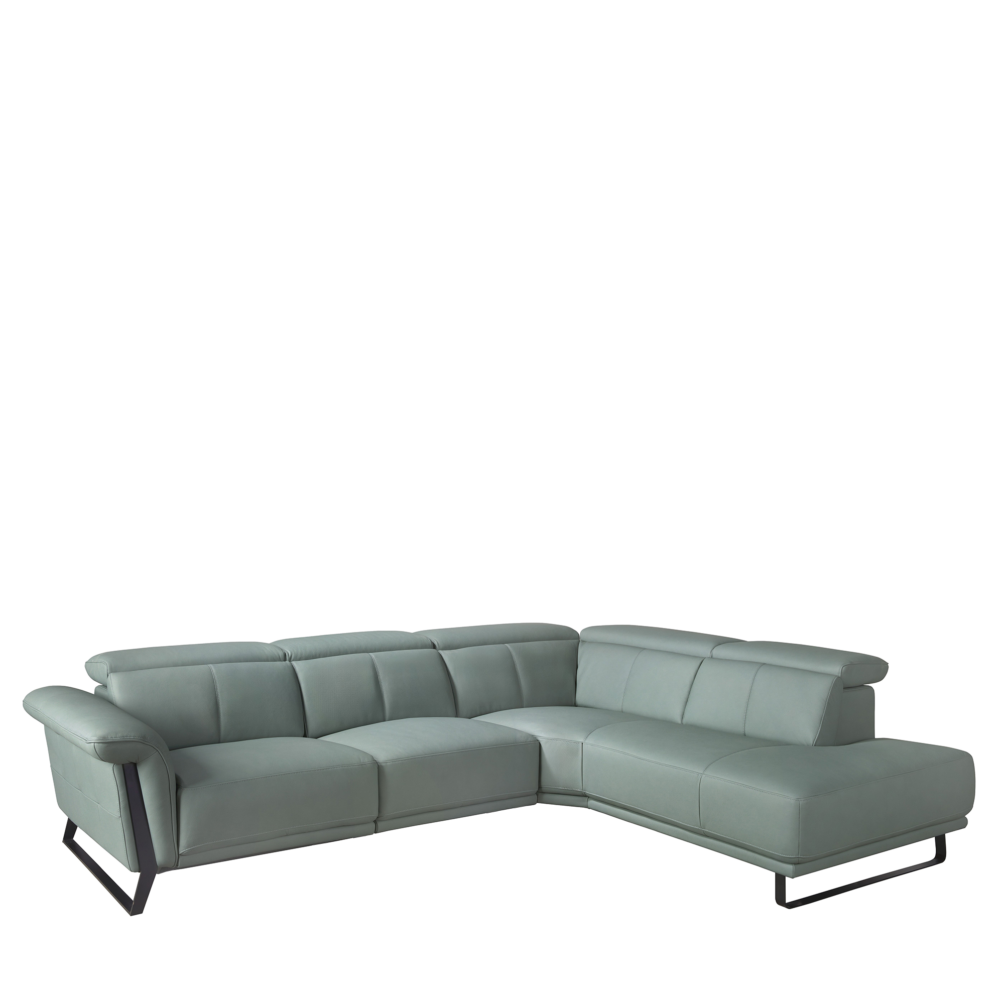 Sofá chaise longue relax derecha piel verde turquesa