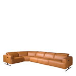Brown leather modular relax corner sofa