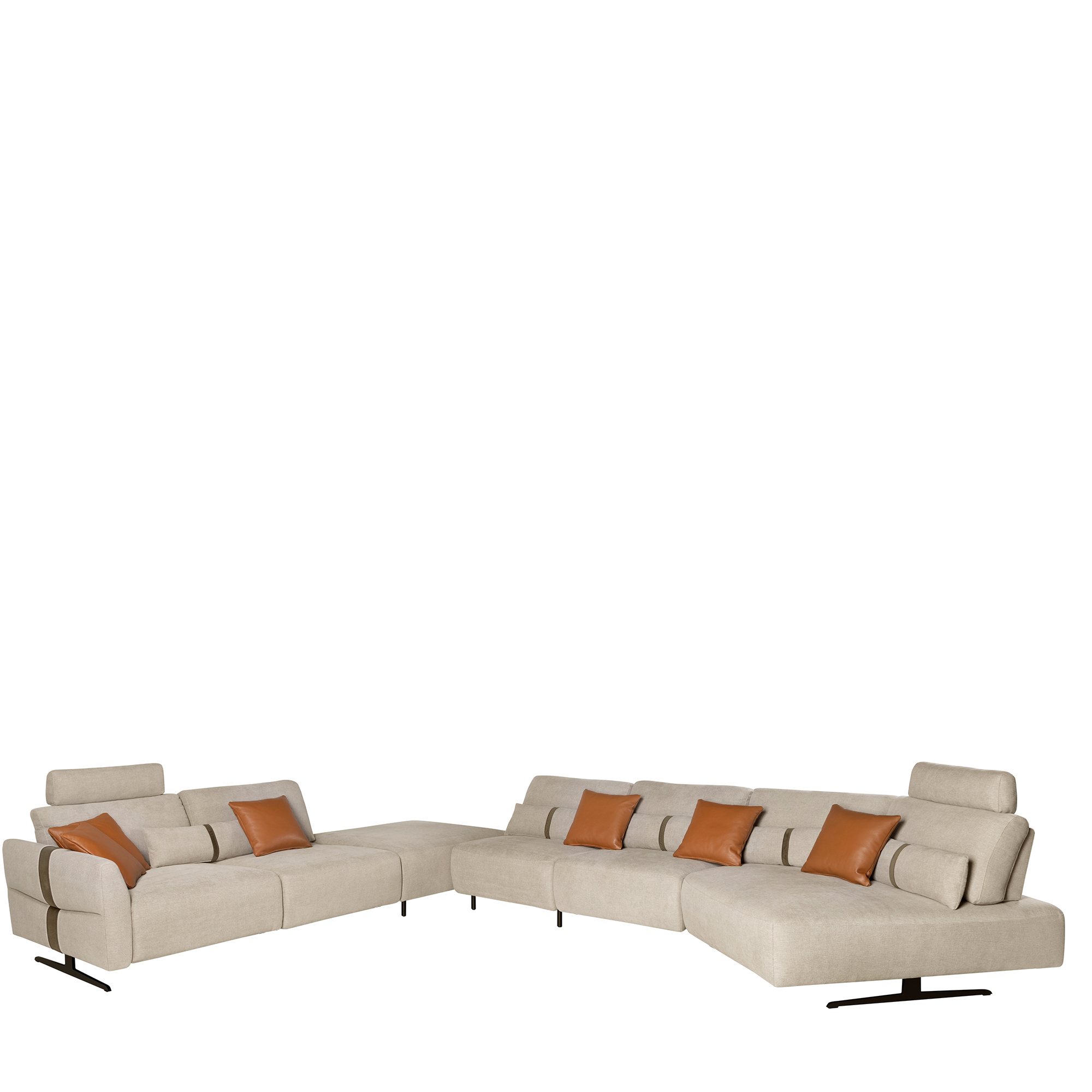 Canapé chaise longue relax modulable gauche tissu sable Canapé chaise longue relax modulable gauche tissu sable