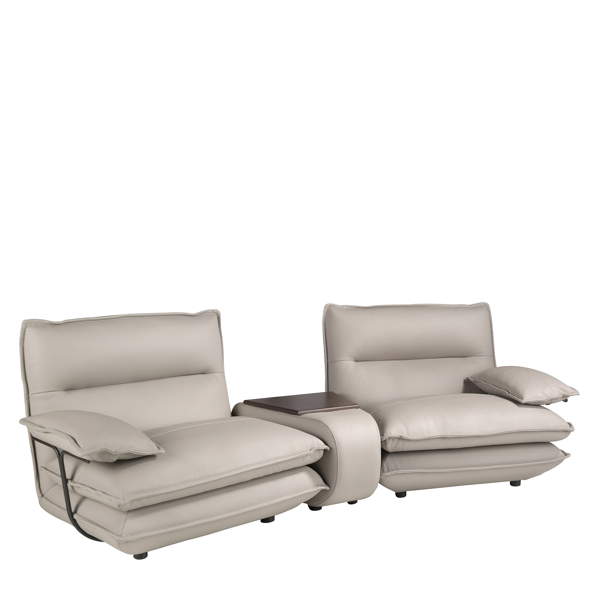 Canapé 2 places en cuir gris taupe Canapé 2 places en cuir gris taupe