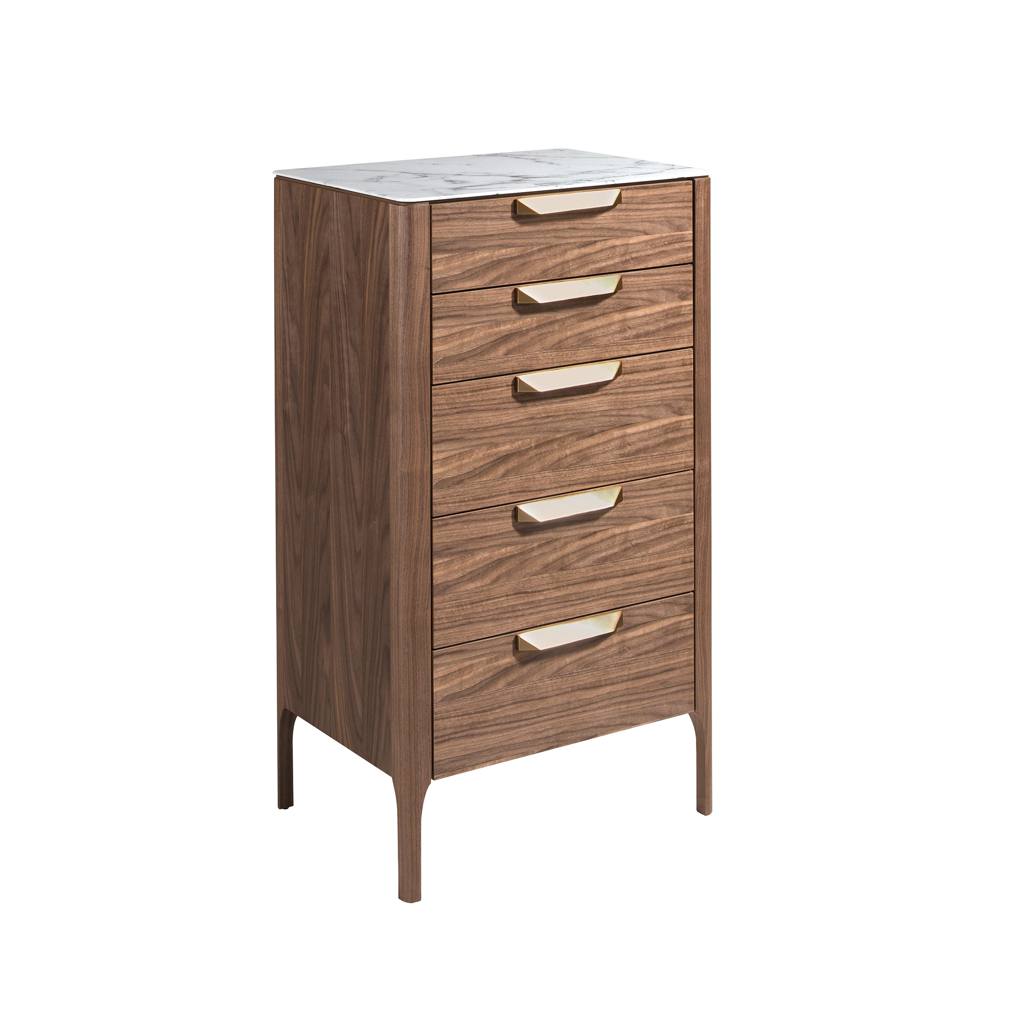 Walnut chiffonier with marble-look glass top